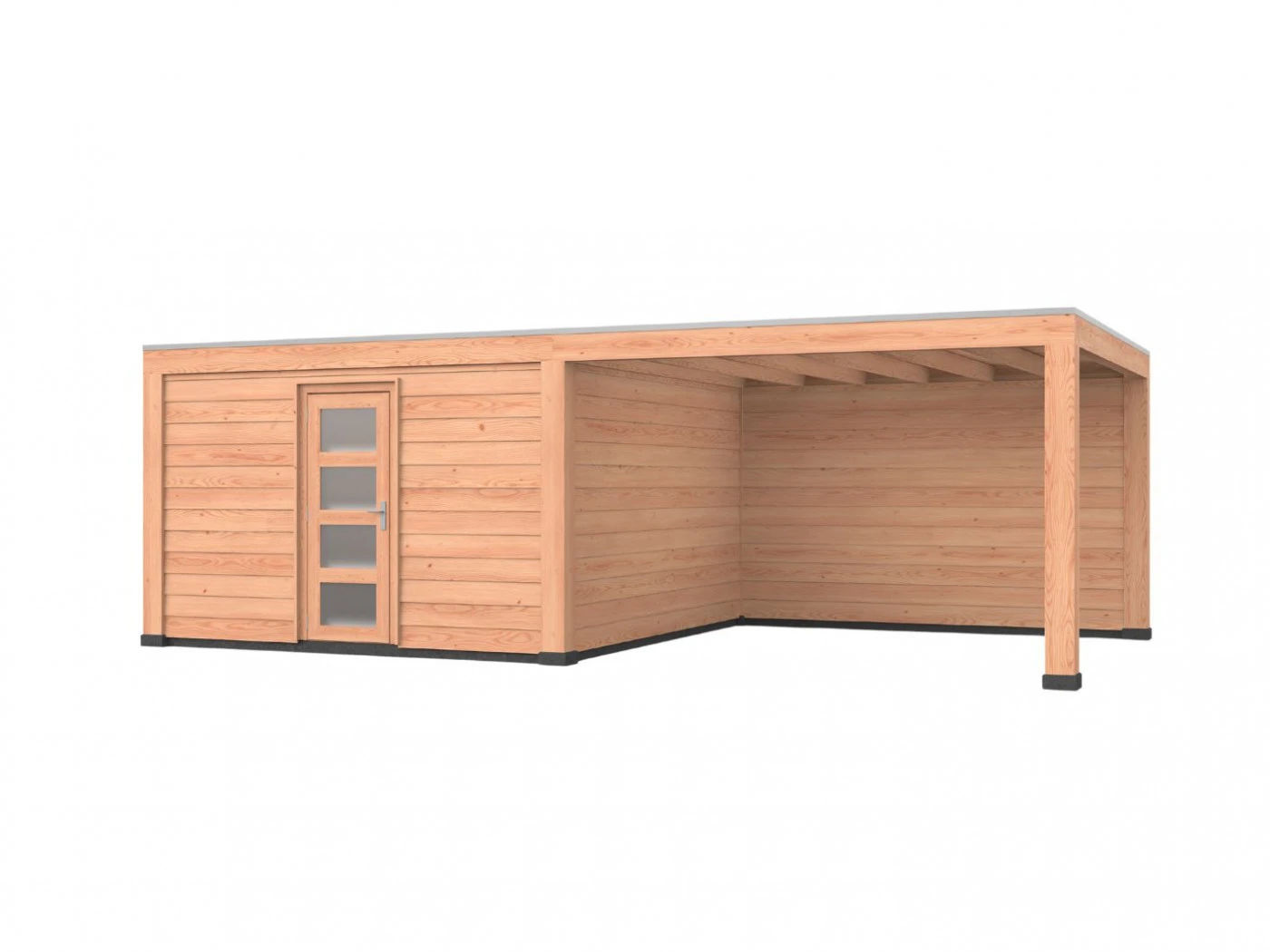 Douglas overkapping, 750 x 400, met achterwand en schuur, Westwood Robuust - Afbeelding 1
